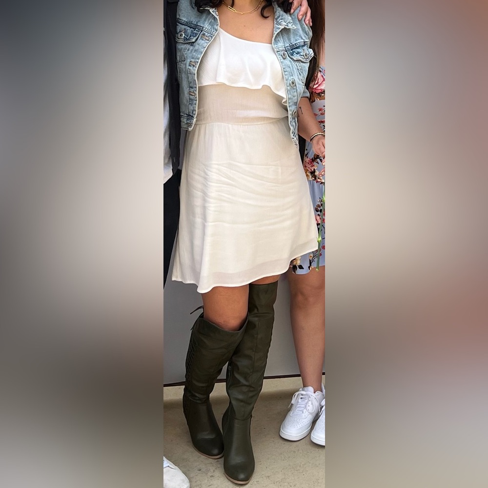 Cream Dress with keyhole back and adjustable straps